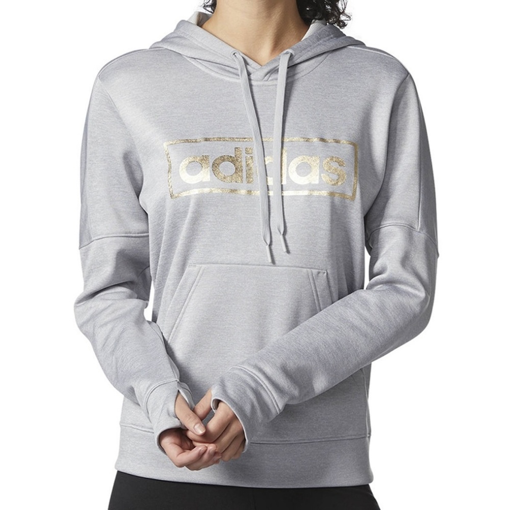 Adidas Metallic Foil Logo Graphic Hoodie Grey